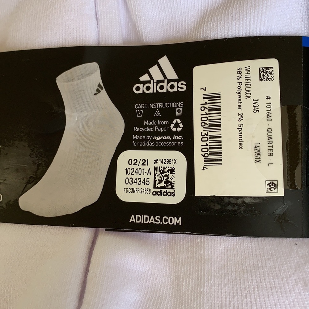 ADIDAS MEN’S CUSHIONED 6 pair QUARTER SOCKS - Picture 6 of 16
